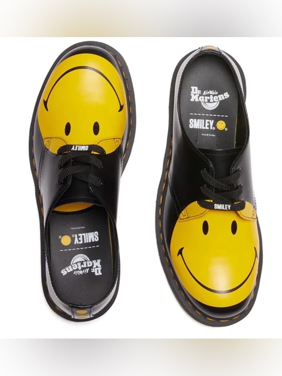 Dr. Martens Shoes - Dr Martens x Smiley 1461 Derby Black Leather Limited Edition Size 8